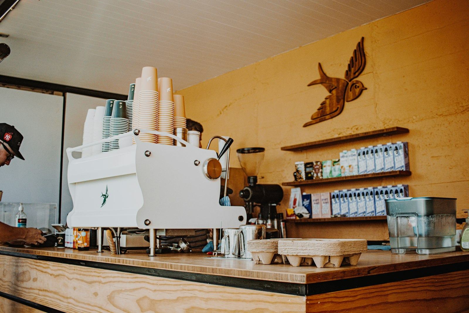 A home espresso setup on a kitchen counter